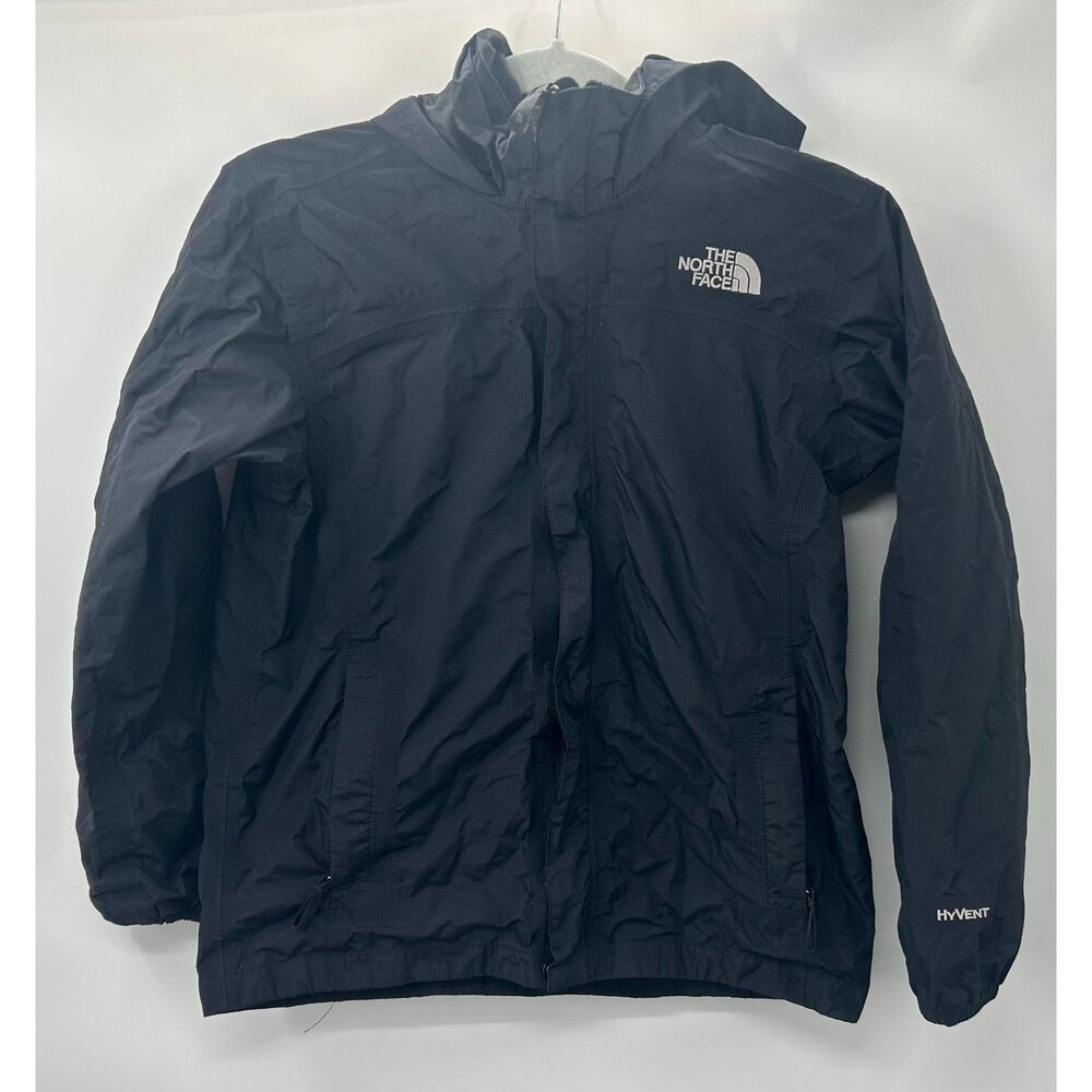 The North Face HyVent Technical Hooded Jacket Boys L Waterproof Shell Black